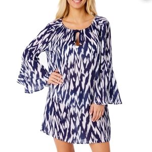 NWT Anne Cole Limited Edition Women's Swim Cover-up Navy And White Ikat SizeXS/S